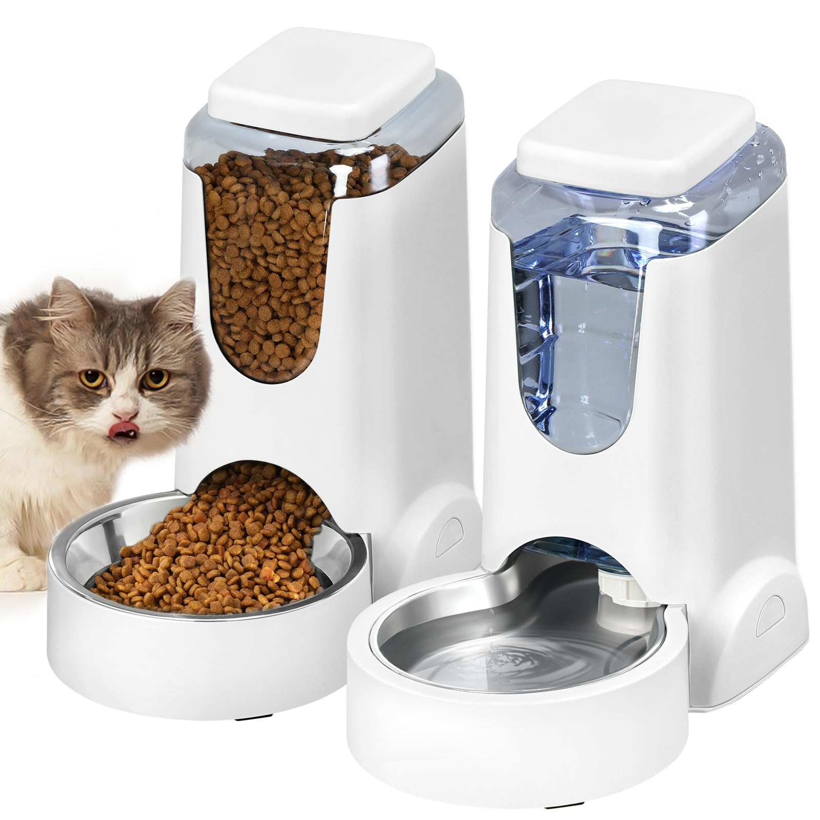 HWONMTE automatic feeder and water dispenser setup for easy away-from-home feeding
