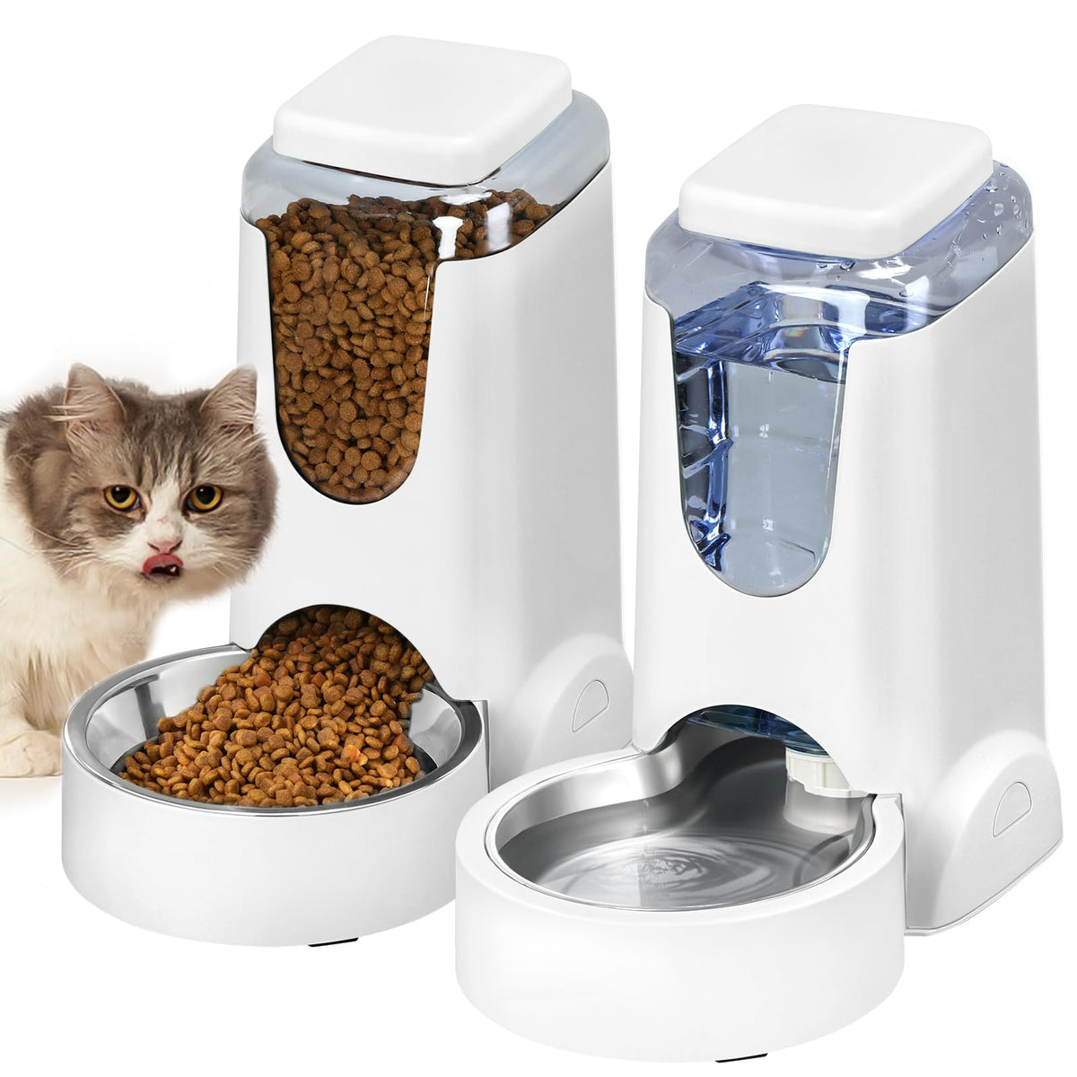 HWONMTE automatic feeder and water dispenser setup for easy away-from-home feeding