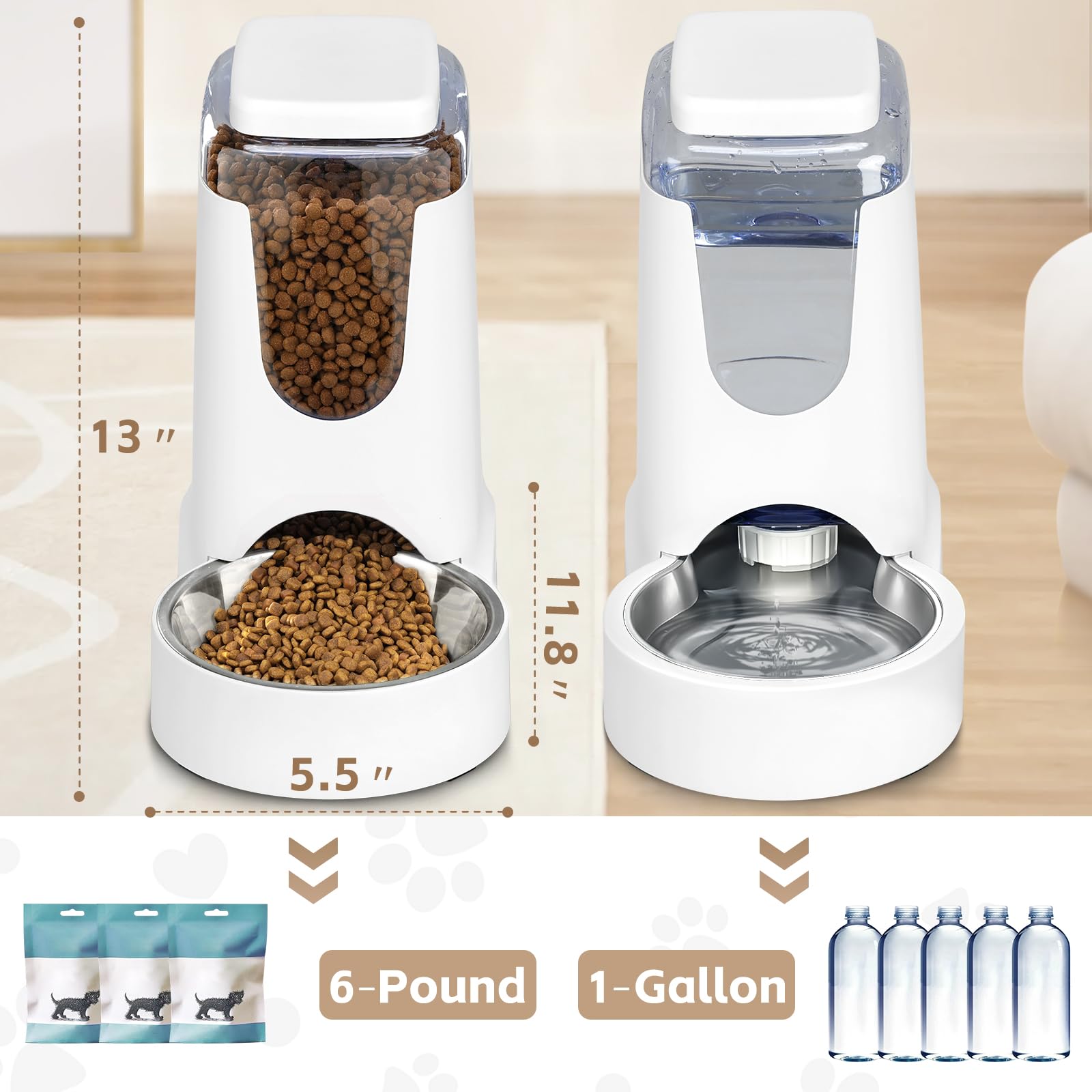 HWONMTE gravity feeder with spill-proof valve keeps meals steady