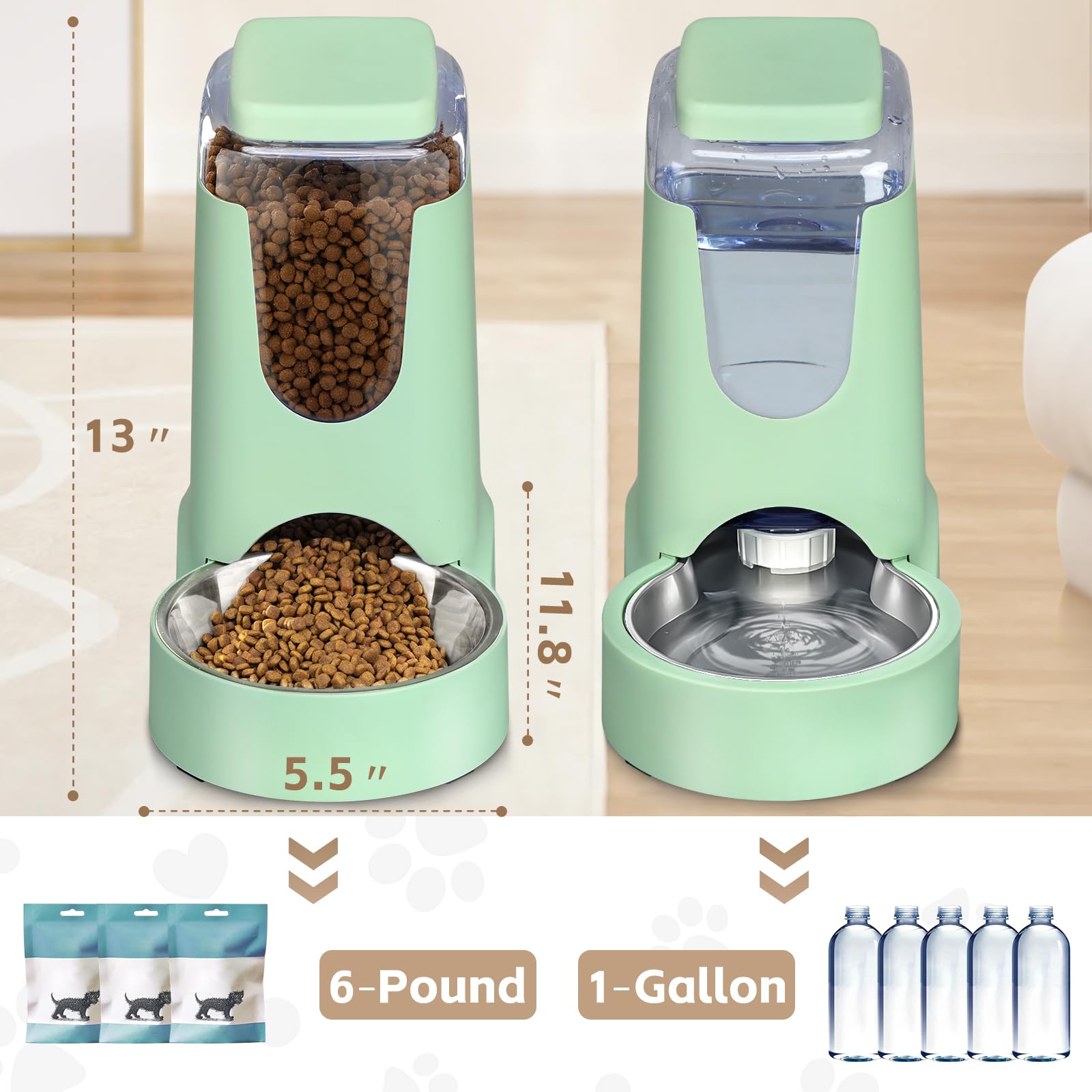 HWONMTE gravity-feeder system maintains steady supply for pets throughout the day.