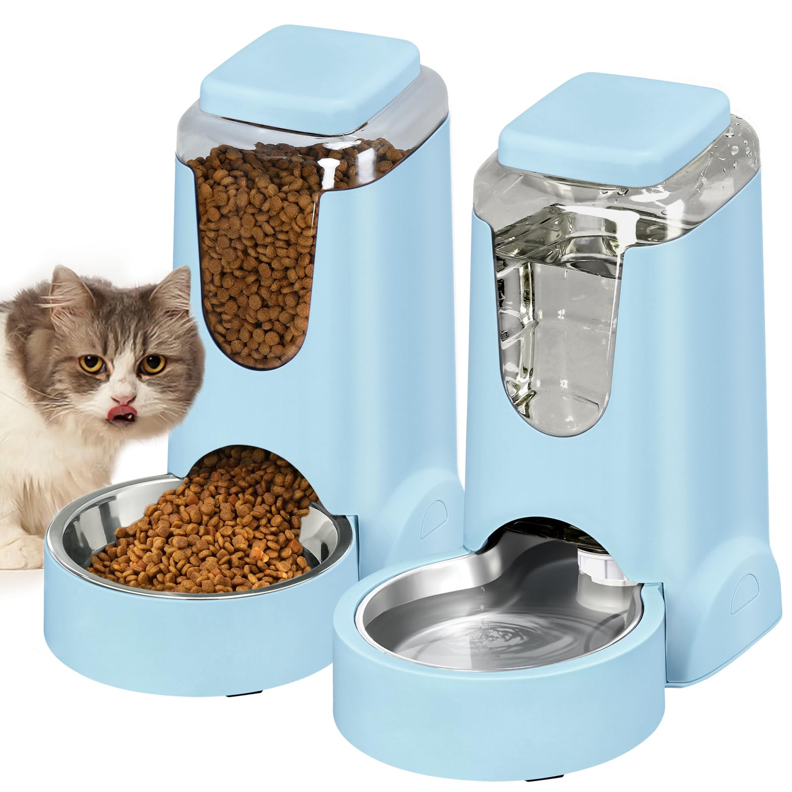 HWONMTE portable-cat-feeder-front-view, gravity-fed design for vacation-ready pet care