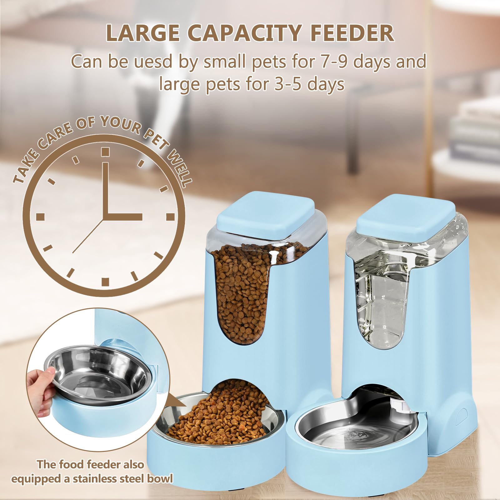 HWONMTE transparent-bottle-fill-level, easy monitoring of remaining food and water