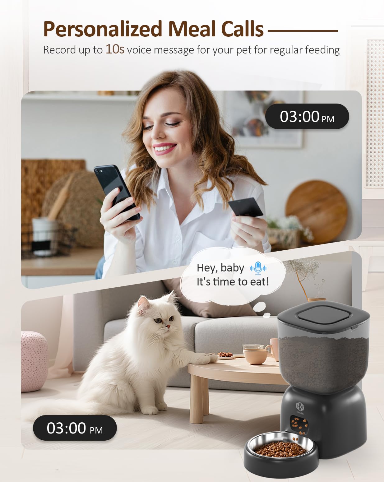 HX HECLX voice recorder helps reinforce feeding routines.