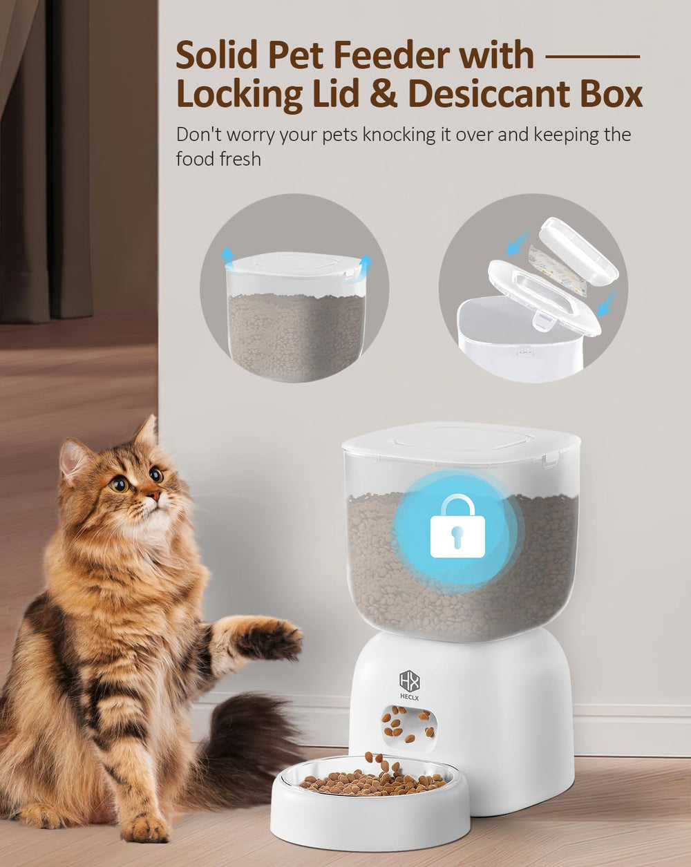 HX HECLX voice recorder image captures personalized mealtime prompts for pets.