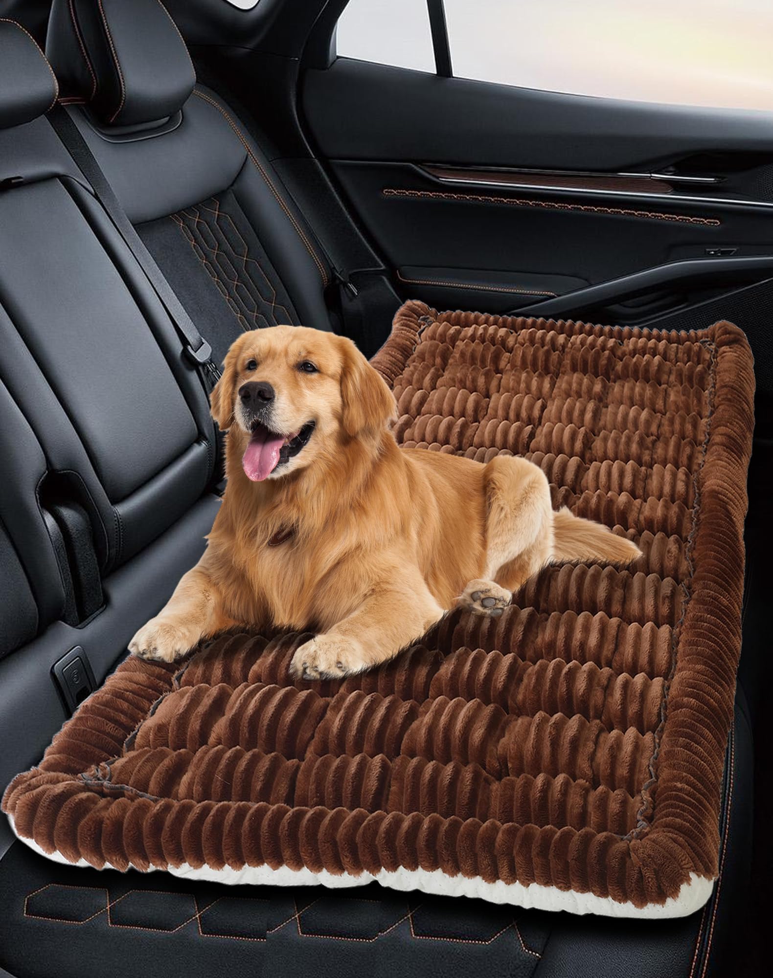 HXBOAUVS dog bed mat features non-slip silicone particles for secure car trips