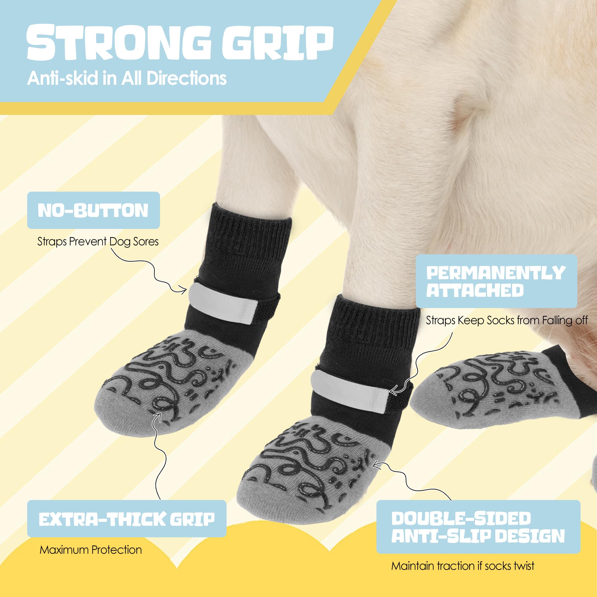 HXIAOBANN dog-socks-paw-protection reduces scratching and paw wear on furniture.