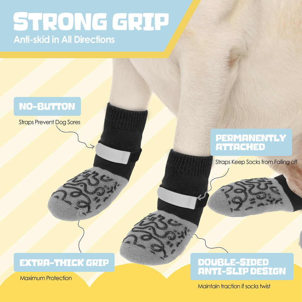 HXIAOBANN dog-socks-paw-protection reduces scratching and paw wear on furniture.