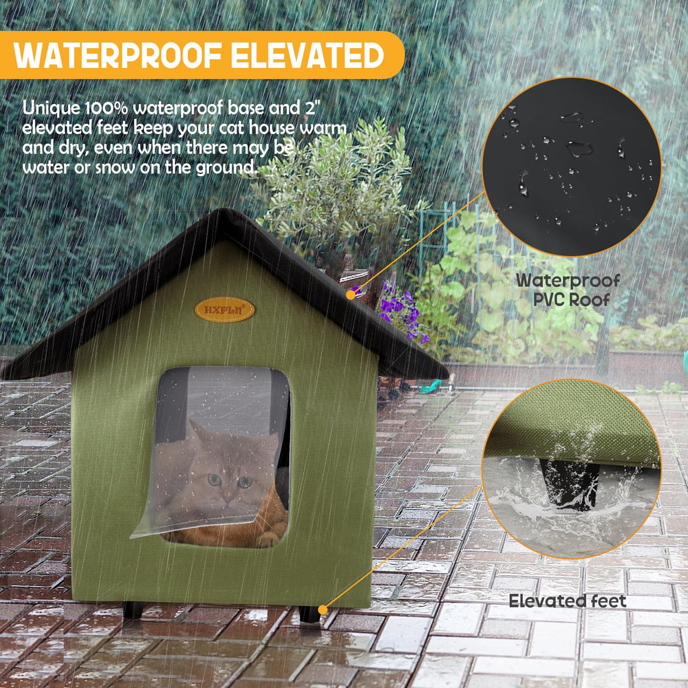 HXPLN heated cat house shown with easy, tool-free assembly