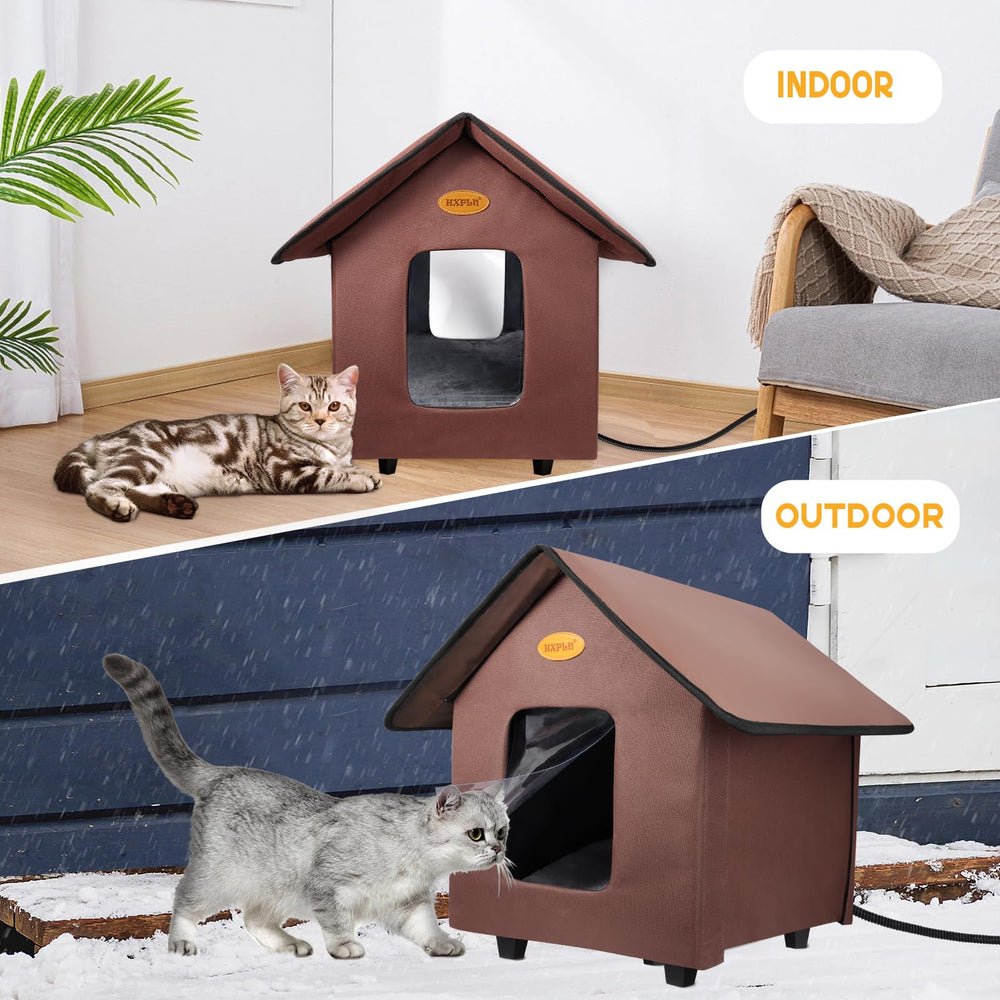 HXPLN heated cat house interior with insulated walls for weatherproofing