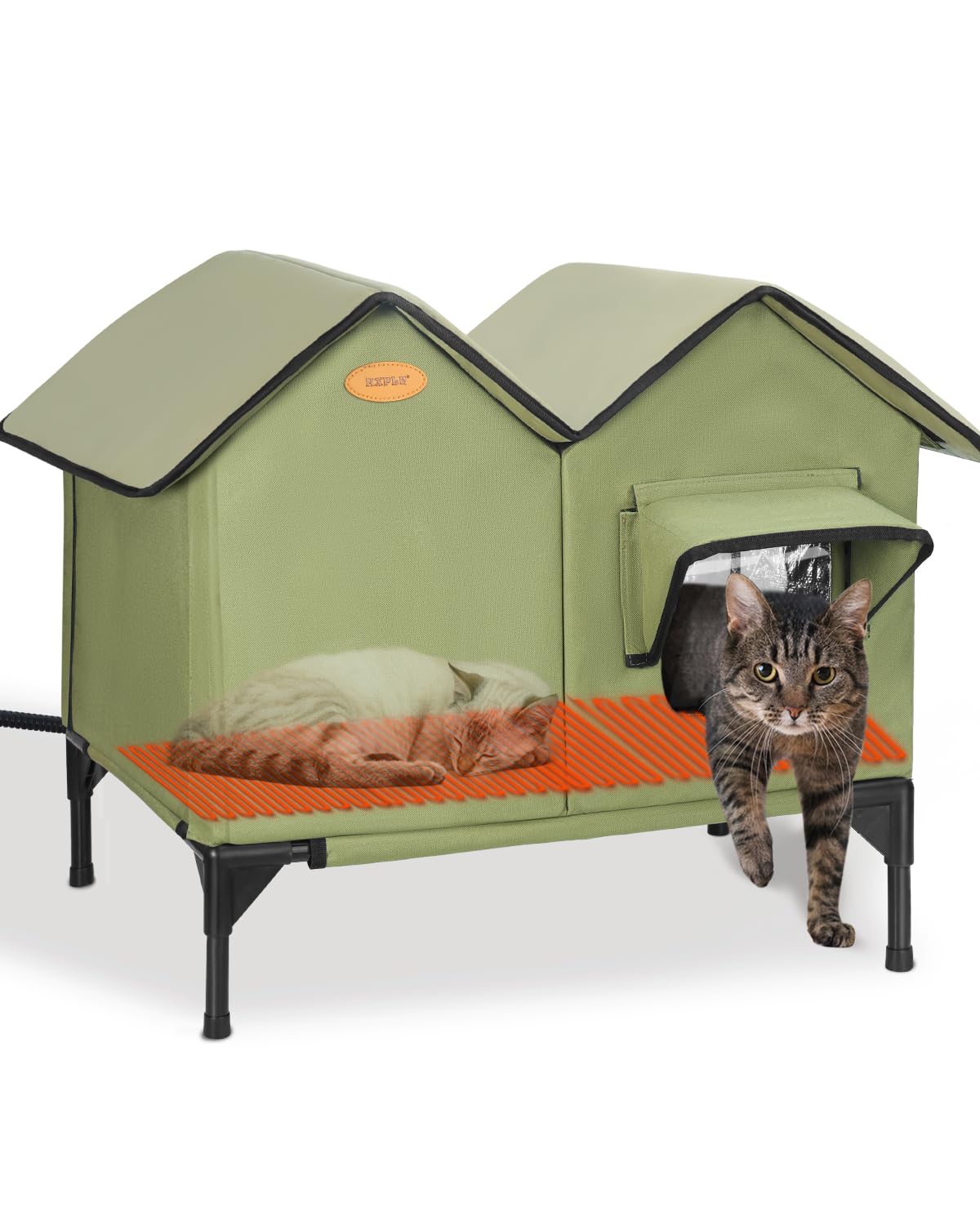 HXPLN heated cat house outdoor winter shelter protects feral cats.