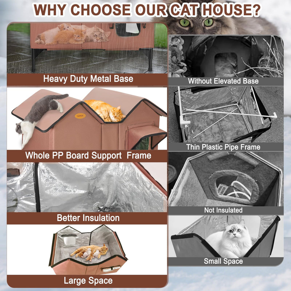 HXPLN heated outdoor cat house insulation layer reduces heat loss for winter warmth