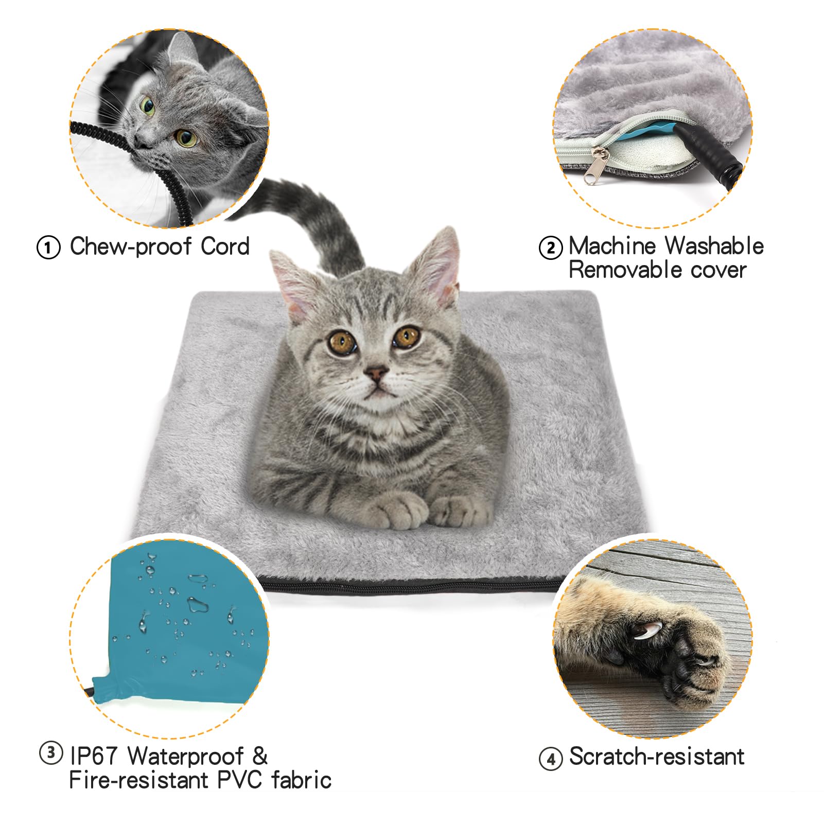 HXPLN heated pad close-up showing safety features.