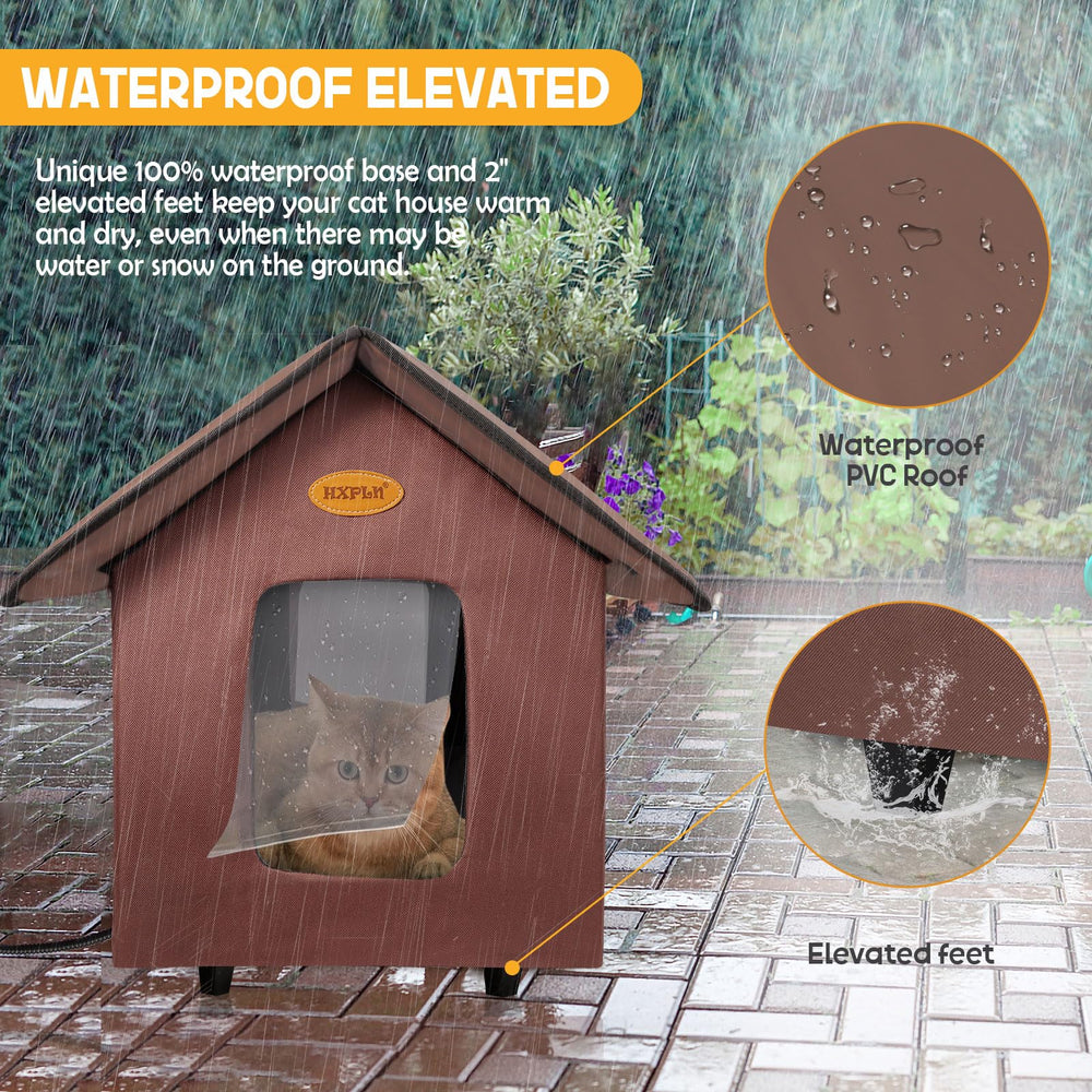 HXPLN outdoor cat shelter showing two exits for easy egress