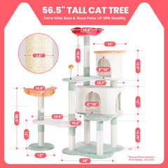 HYABI Flower Cat Tree condo close-up showing plush comfort and cozy space