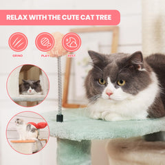 HYABI Flower Cat Tree dangling plush toy feature for interactive play