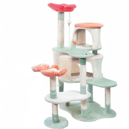 HYABI Flower Cat Tree materials including CARB-certified wood and jute posts