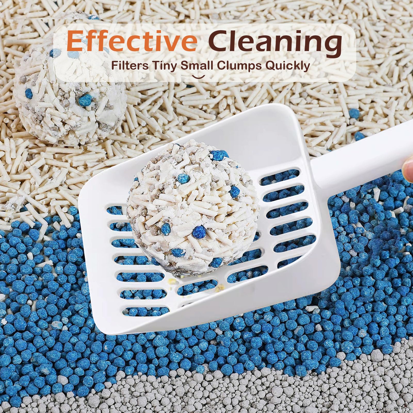 Hychipet cat pooper scooper razor-edge digs deeply for efficient scooping.