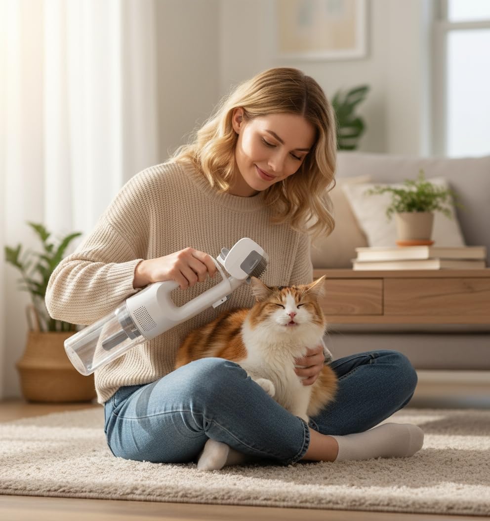 Hychipet finishing brush lifts loose fur from fabrics.