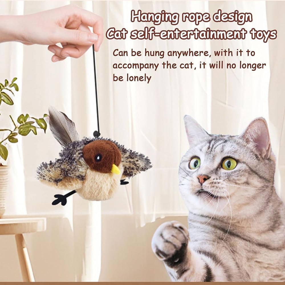 HYCIM Cat Bird Toy plush exterior provides safe chewing and durability
