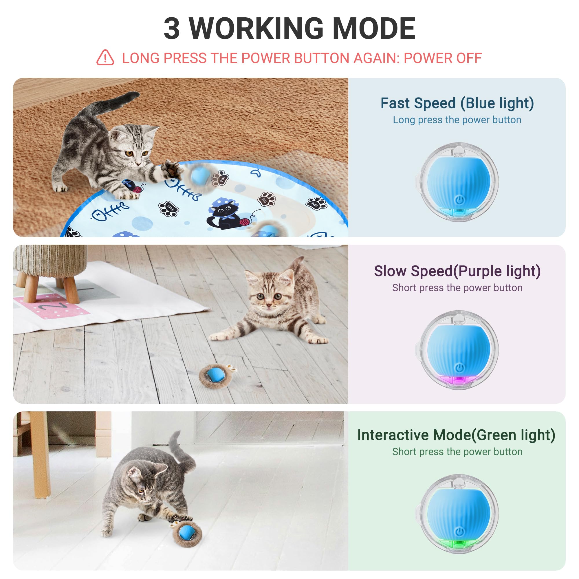 Hyfico three-speed settings adapt play style for kittens or adults