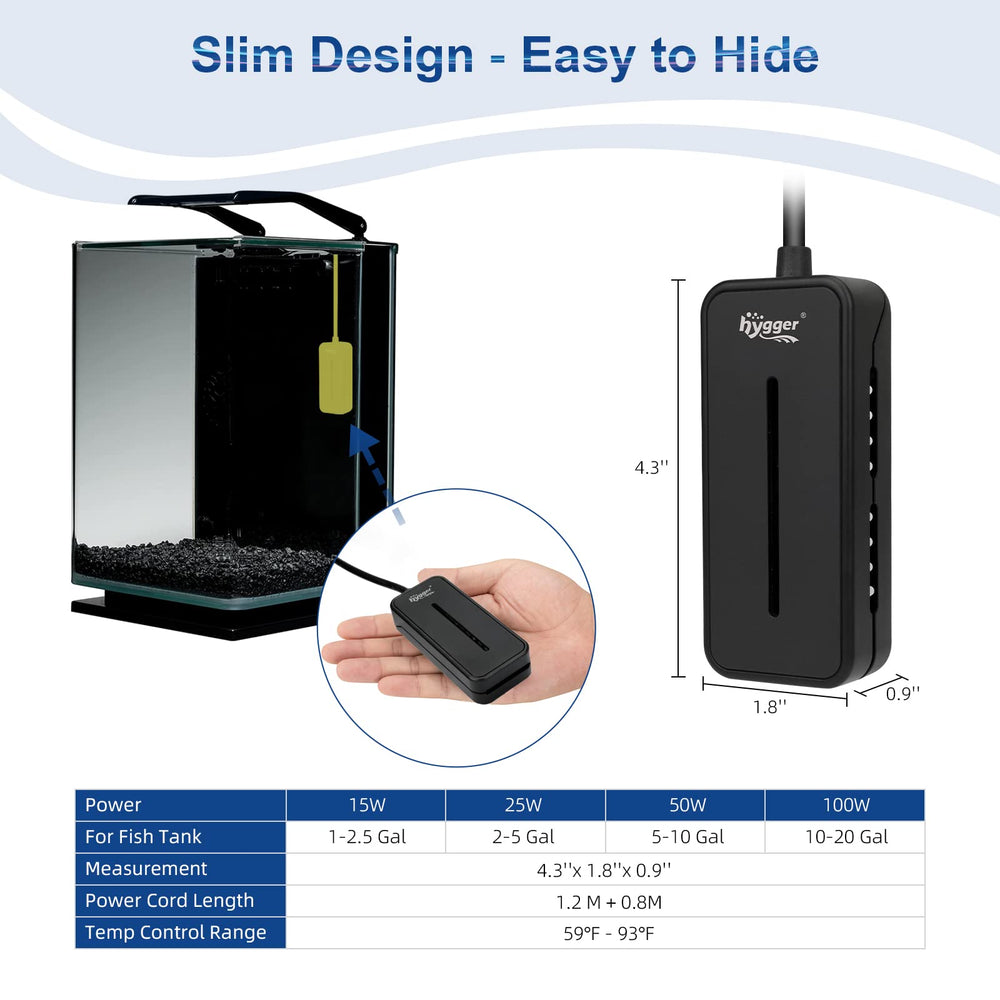 Hygger 100W suction cups installation shows secure placement in tanks.