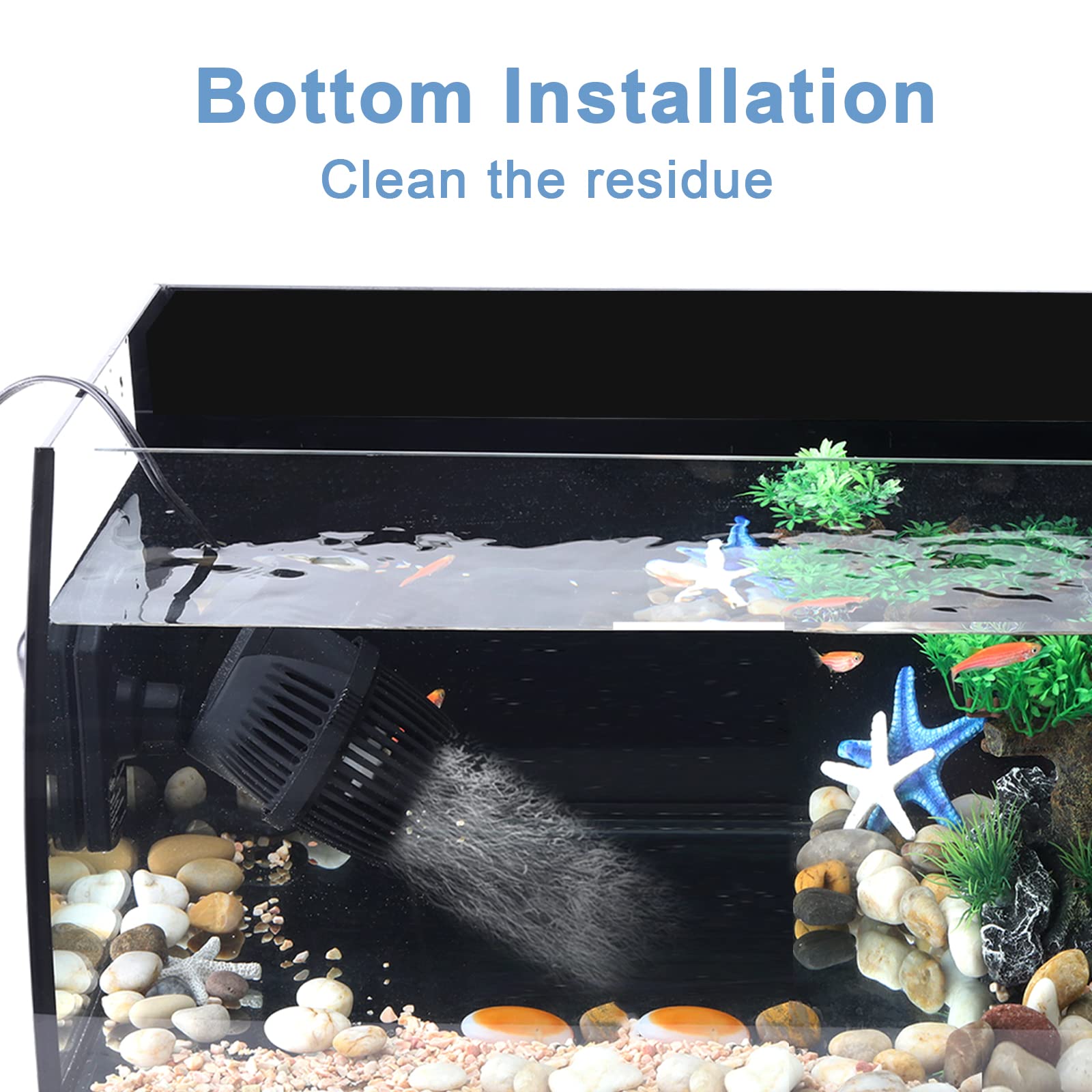 HYGGER 1050GPH Wave Maker Pump easy tank installation with magnetic suction and base.