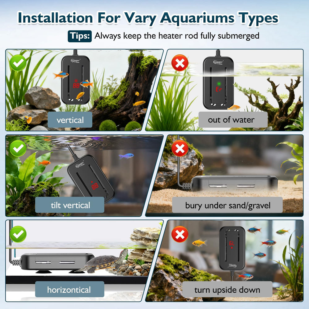 Hygger 15-25 gallon tank setup in glass tank for freshwater habitats.