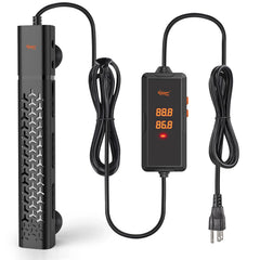 hygger 200W aquarium heater front view shows safe compact design for reliable heating