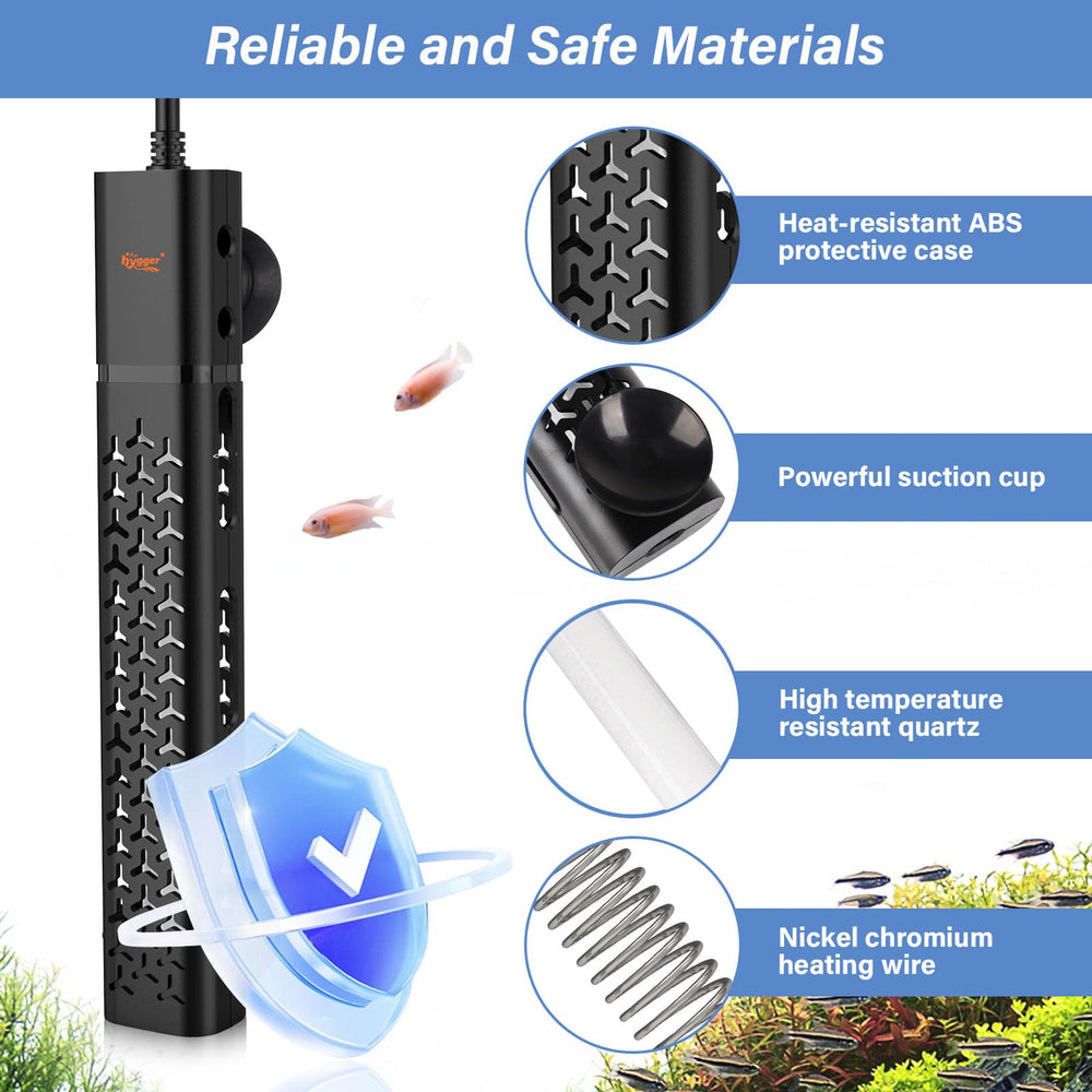 hygger 200W heater suction cups illustrating secure mounting for stable submersion