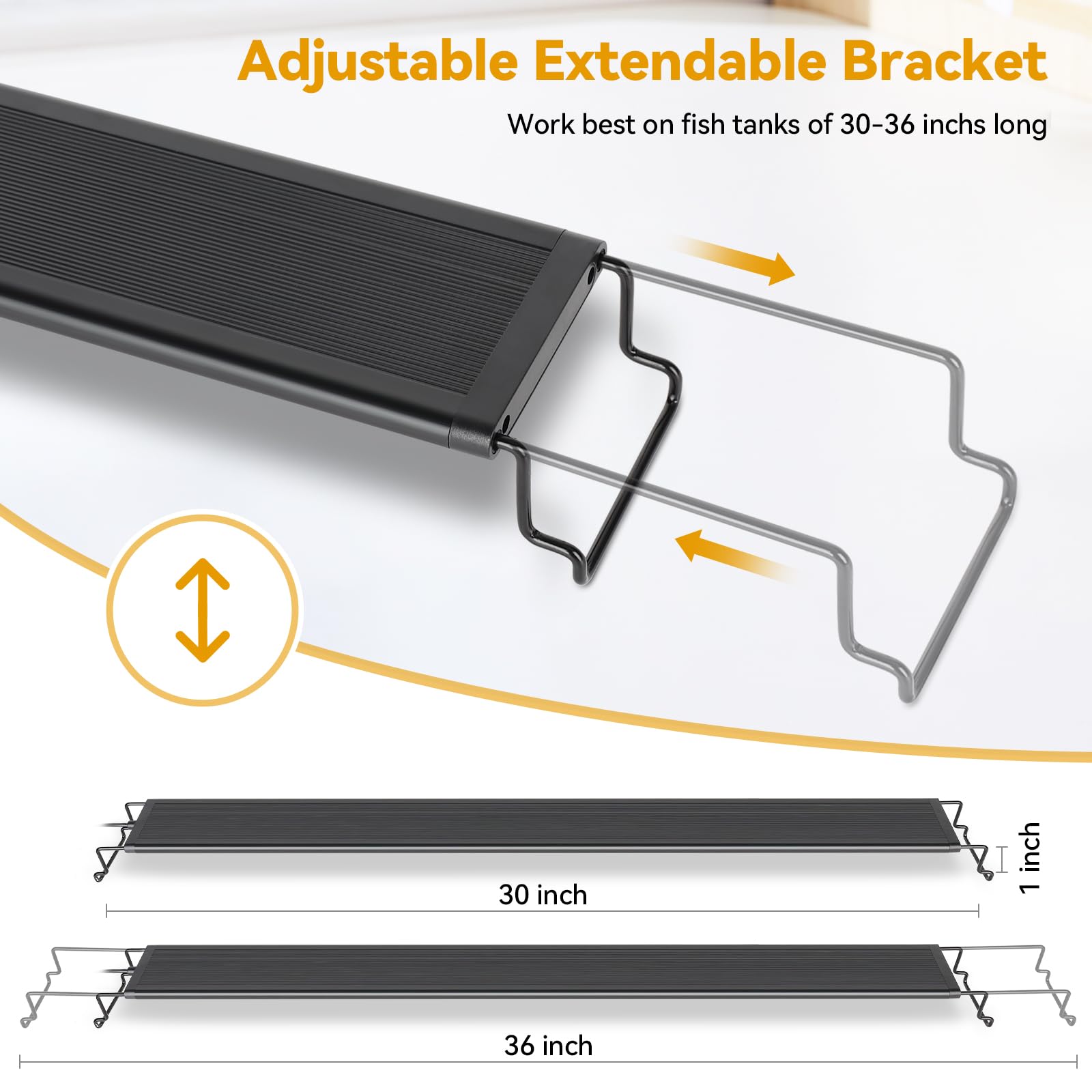 Hygger 26W LED Aquarium Light extendable brackets fit 30-36 inch tanks