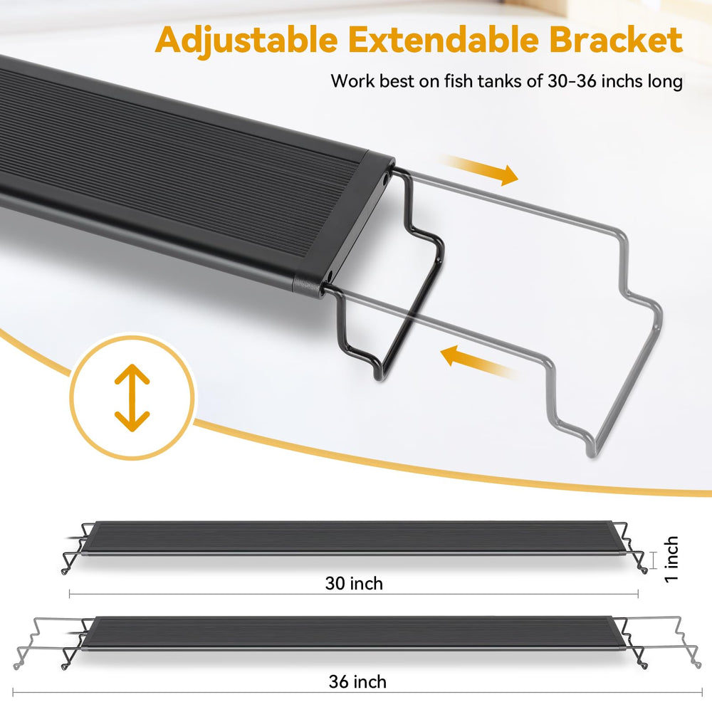 Hygger 26W LED Aquarium Light extendable brackets fit 30-36 inch tanks