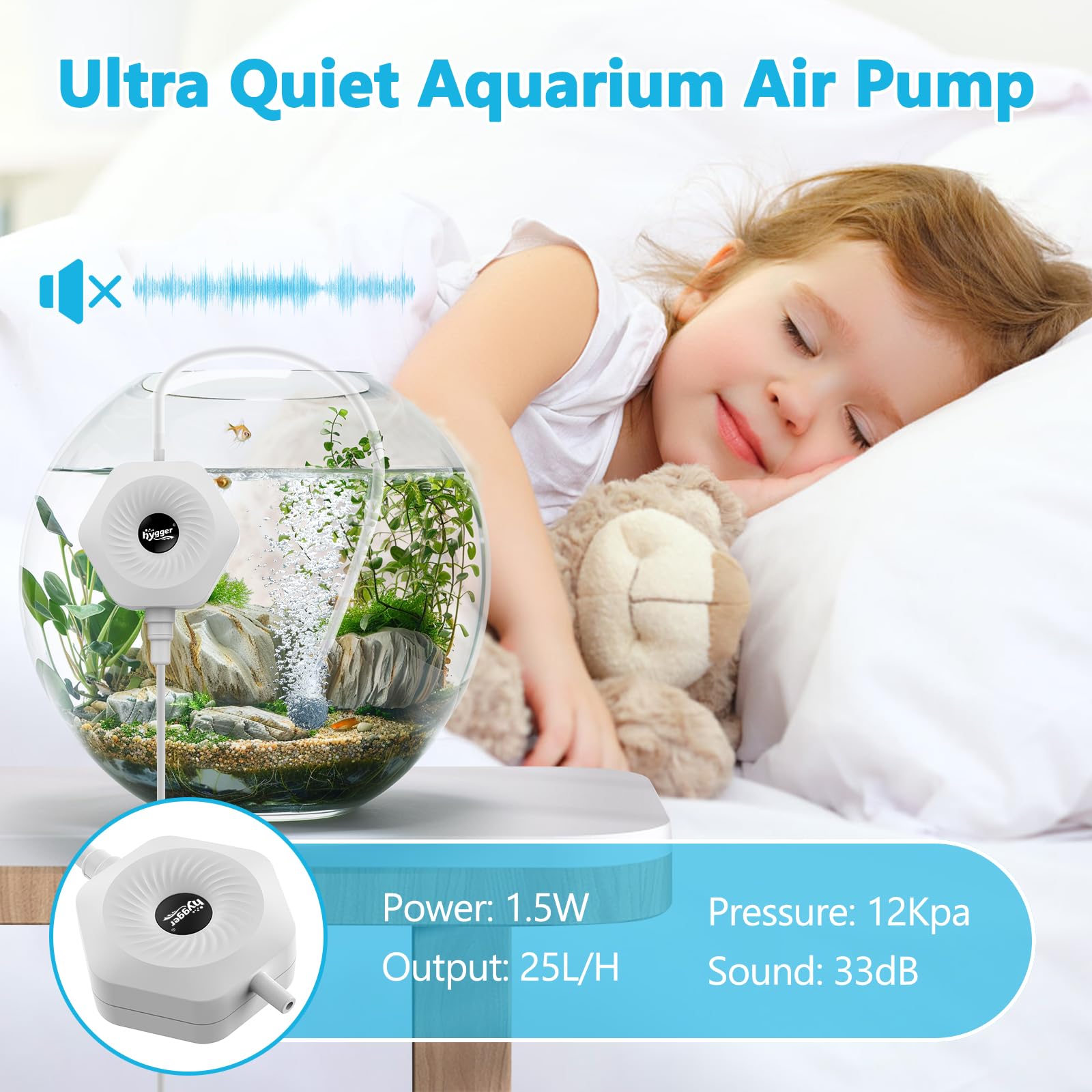 hygger air pump tubing and air stone setup for aquarium aeration