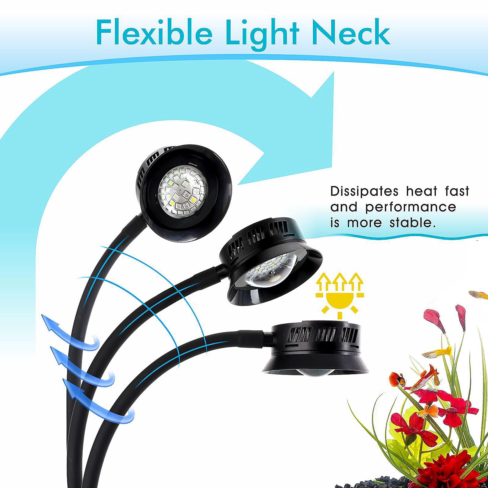 Hygger 30W Reef Light silent dual-fan operation reduces heat and noise.