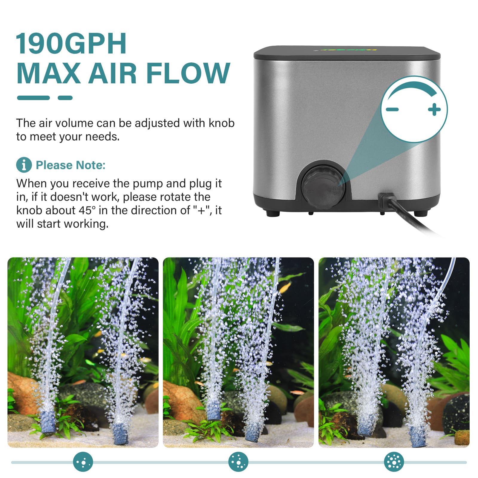 Hygger 6W kit image highlights complete aeration accessories included