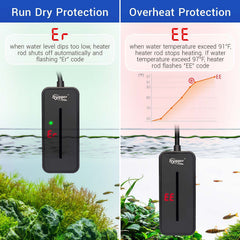 hygger adjustable temperature 59-93F supports diverse freshwater and saltwater setups.