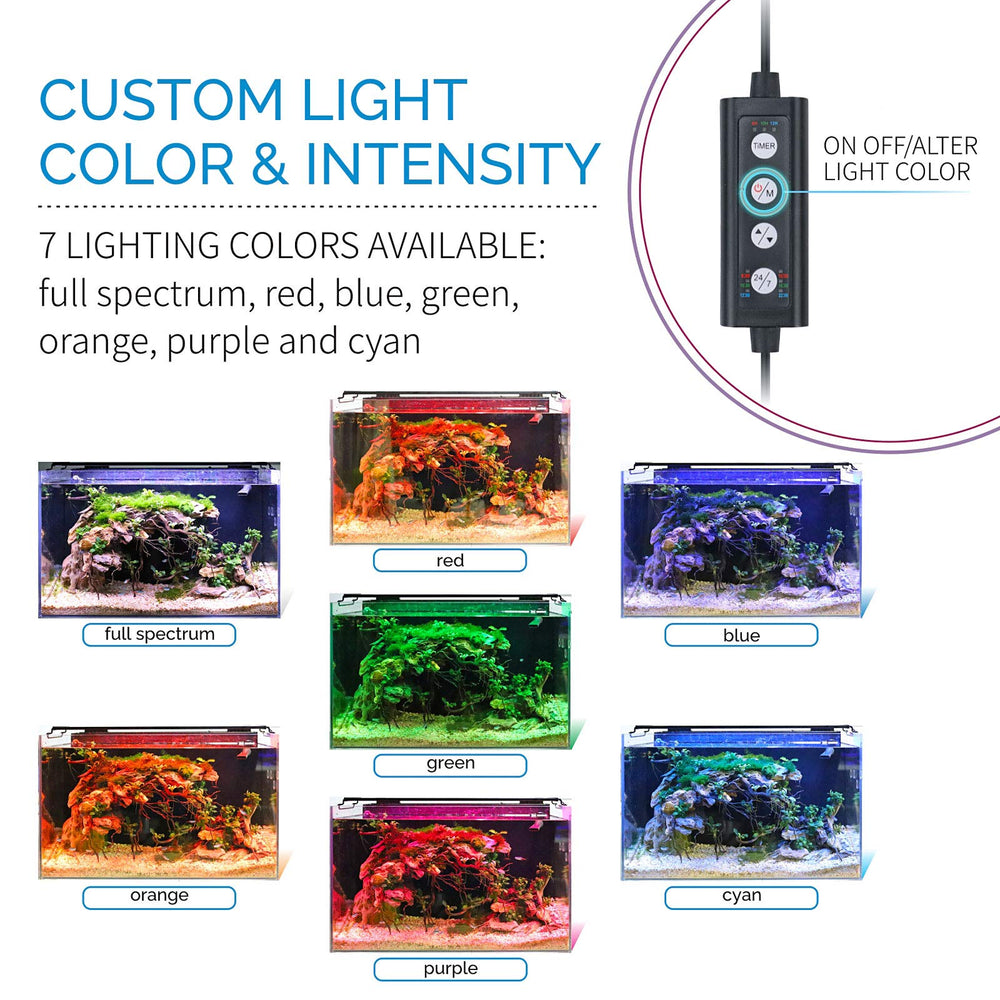 Hygger Advanced LED Aquarium Light DIY mode controls close-up shows color and timer customization.