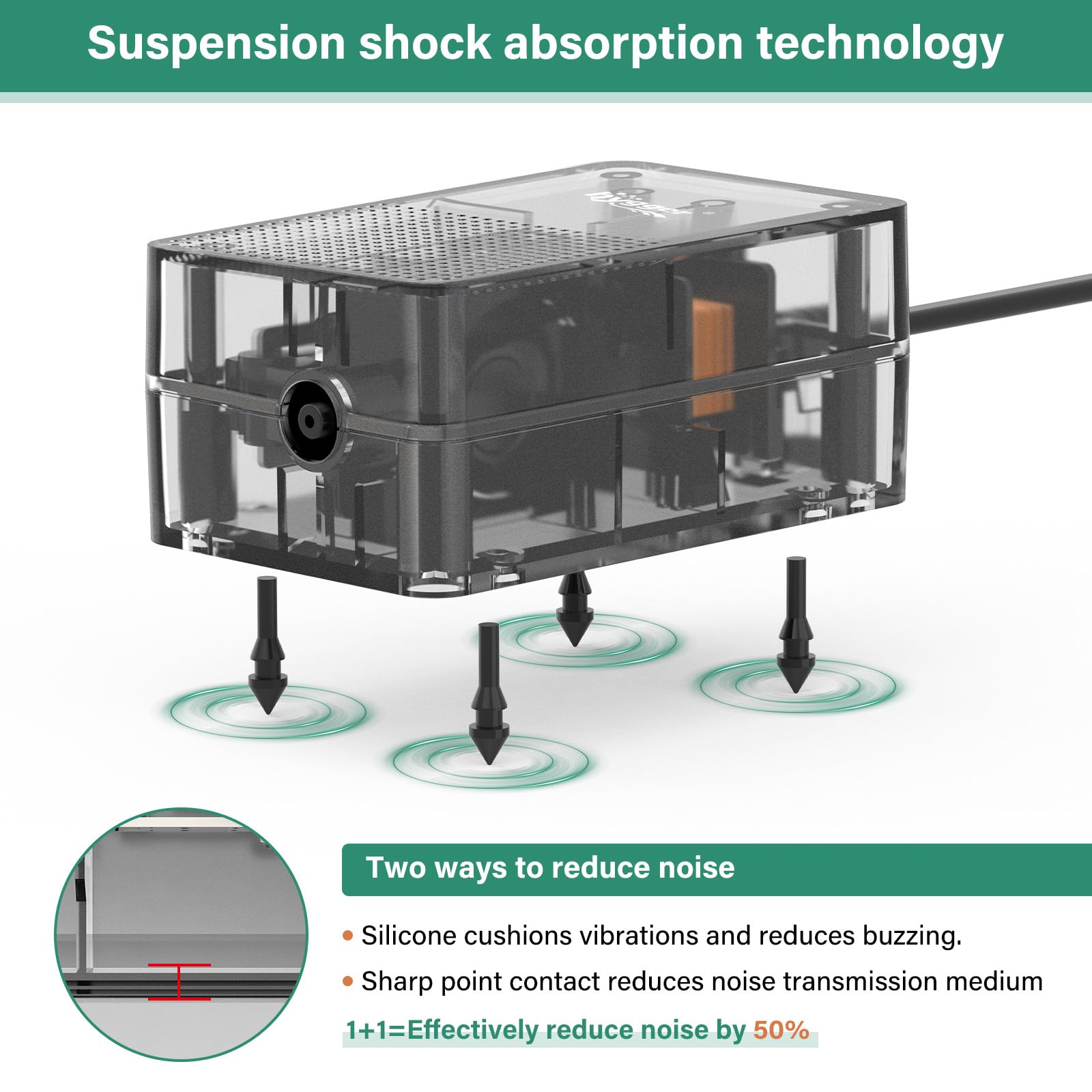 Hygger ultra-quiet operation reduces noise for peaceful home aquariums.