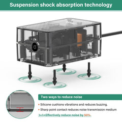 Hygger ultra-quiet operation reduces noise for peaceful home aquariums.