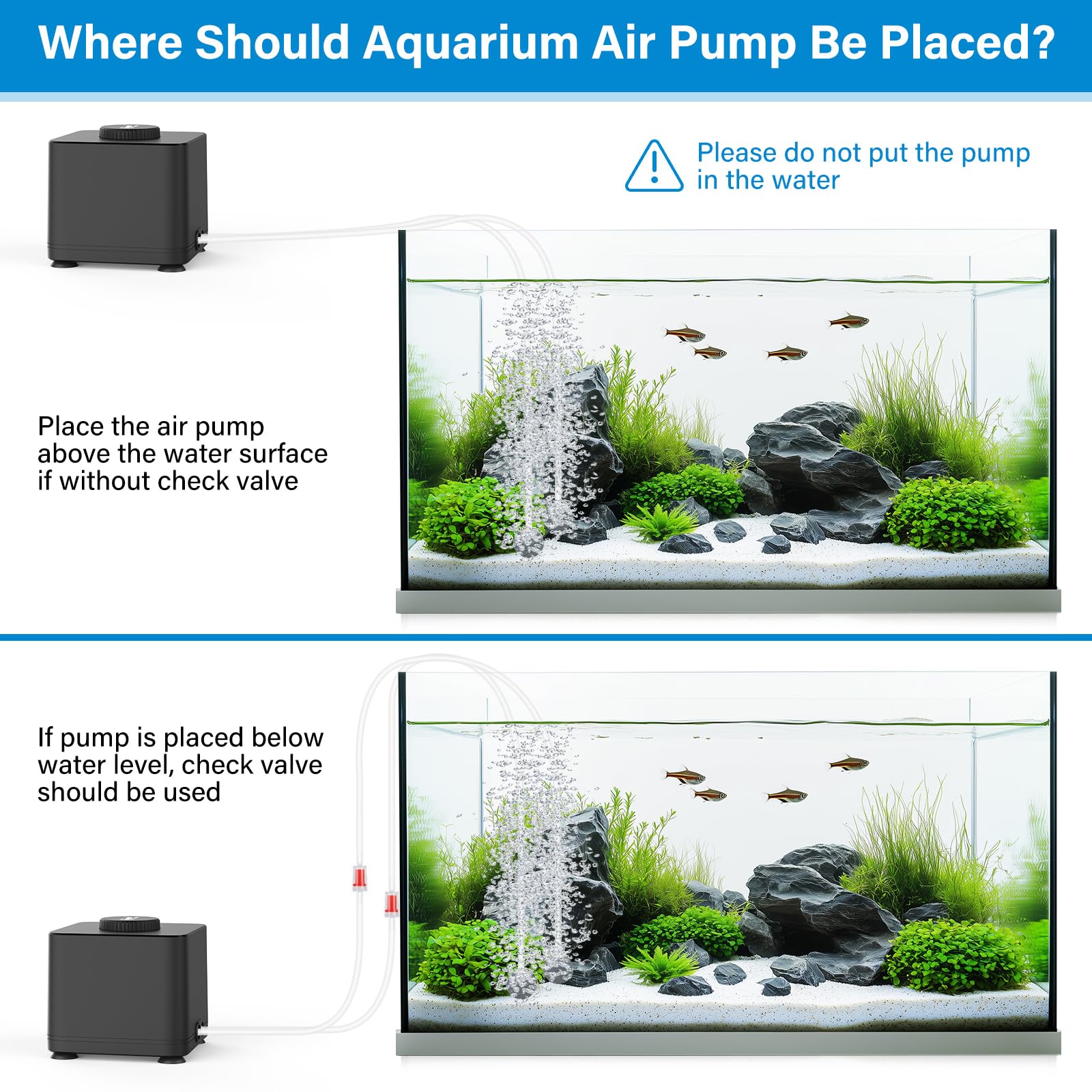 Hygger air stones included to start aeration in aquariums