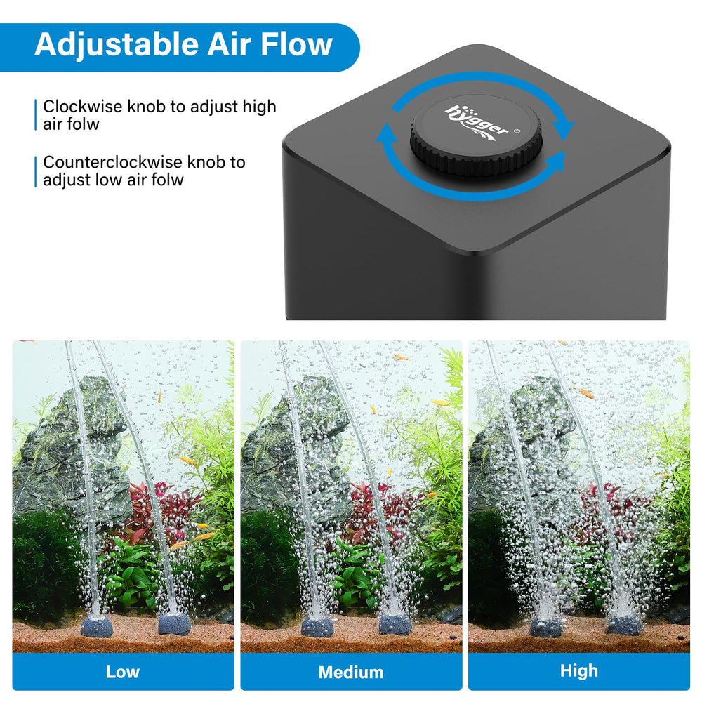 Hygger adjustable knob demonstrating precise airflow control