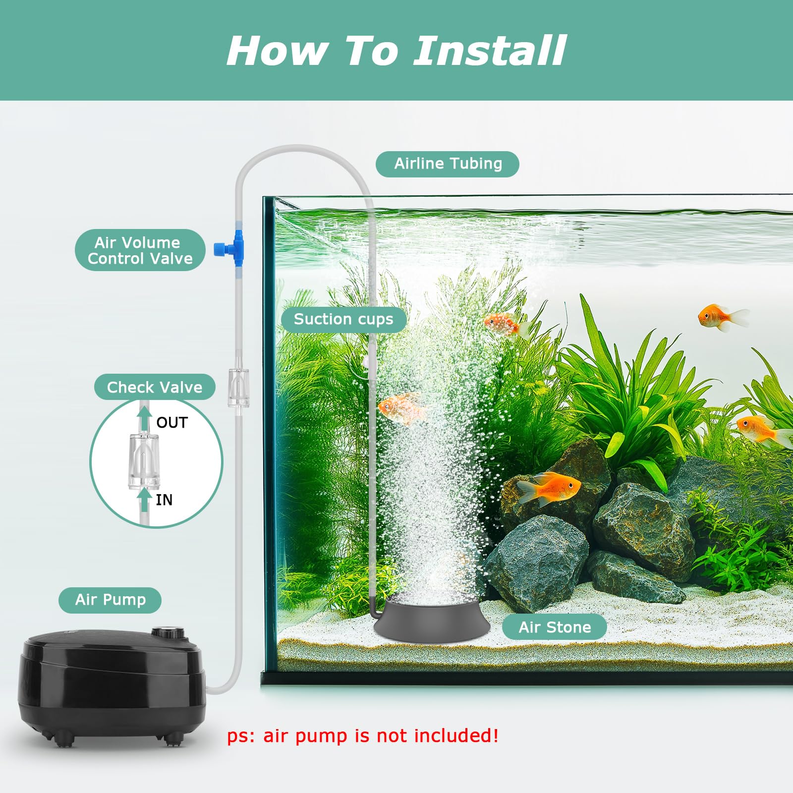 Hygger aquarium air stone set includes valves and tubing for easy setup.