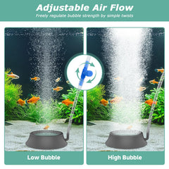 Hygger aquarium air stone stainless steel base offers long-lasting performance in aquariums.