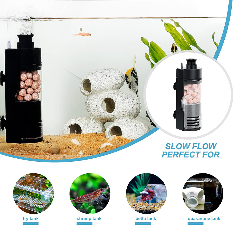 Hygger small aquarium bio sponge filter media close-up highlights sponge and bio balls