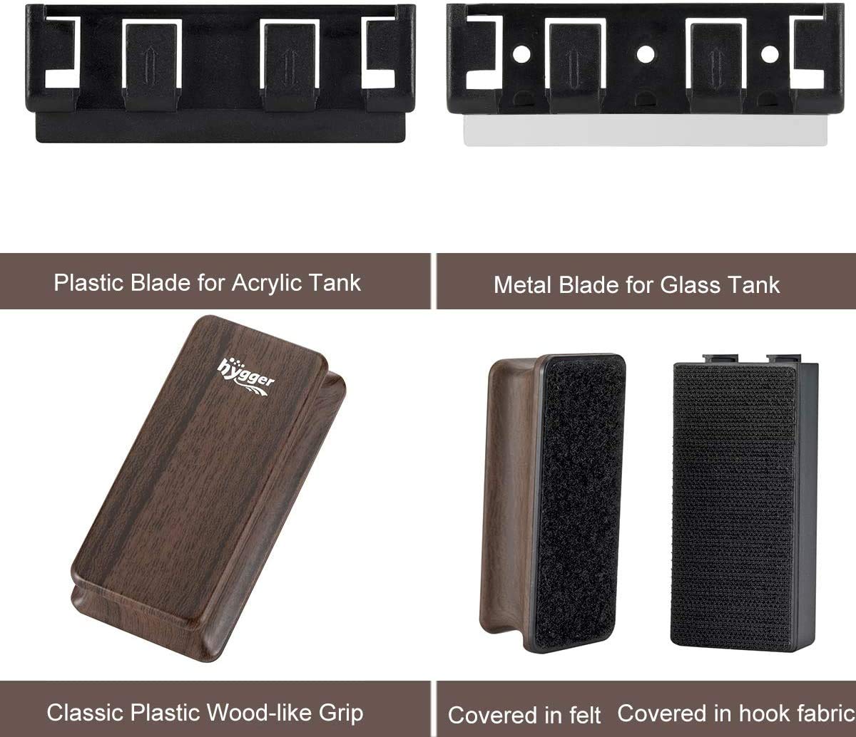 Hygger two-piece assembly shows how the internal scrubber pairs with the external grip.