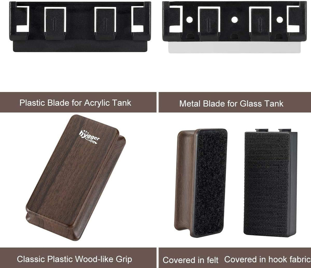 Hygger two-piece assembly shows how the internal scrubber pairs with the external grip.