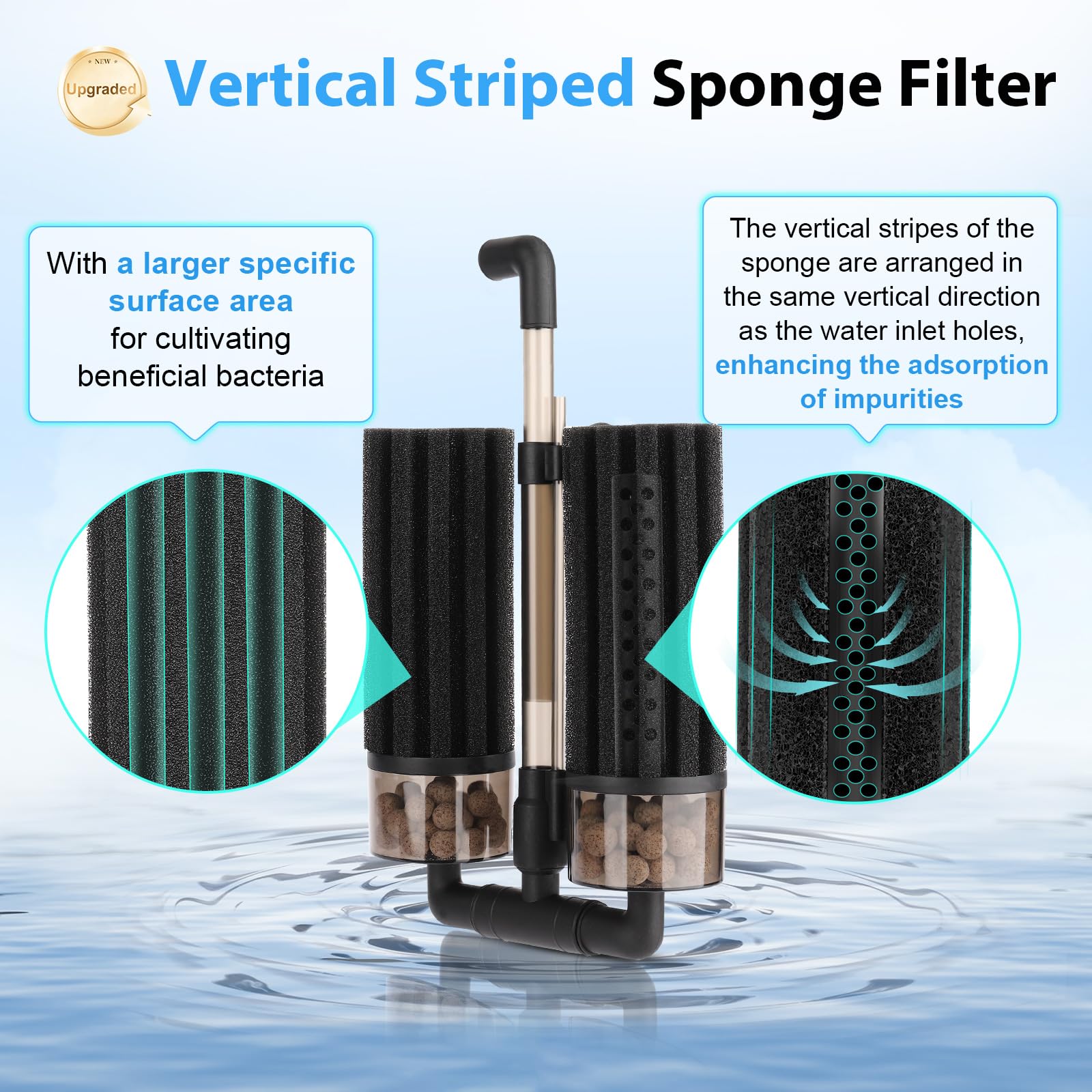 Hygger aquarium filter with extendable clip enables versatile, secure placement for flexible tank setups.