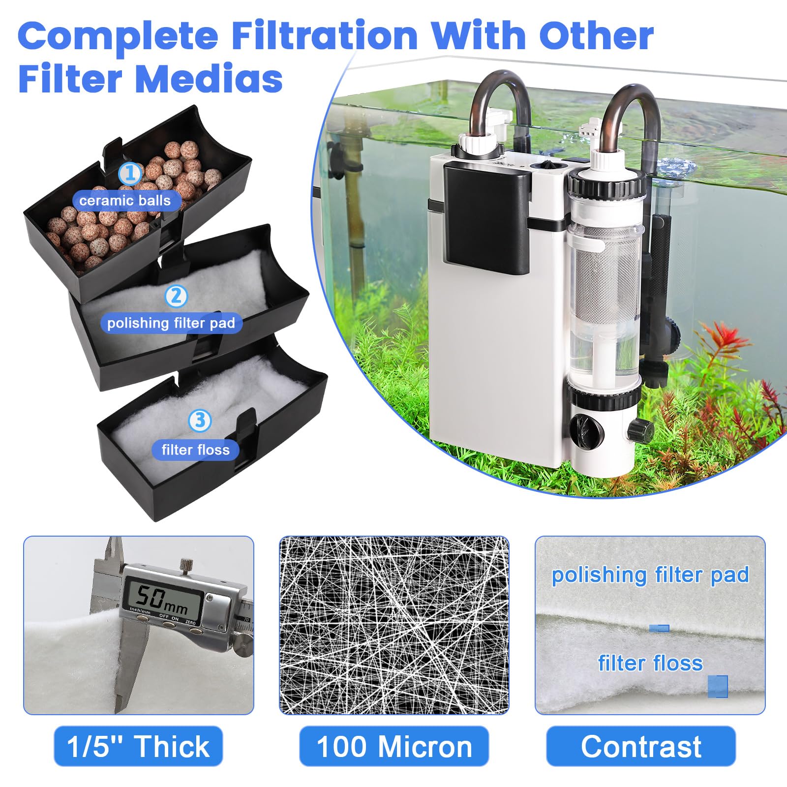Hygger aquarium filter pad canister compatibility demonstrates flexible installation