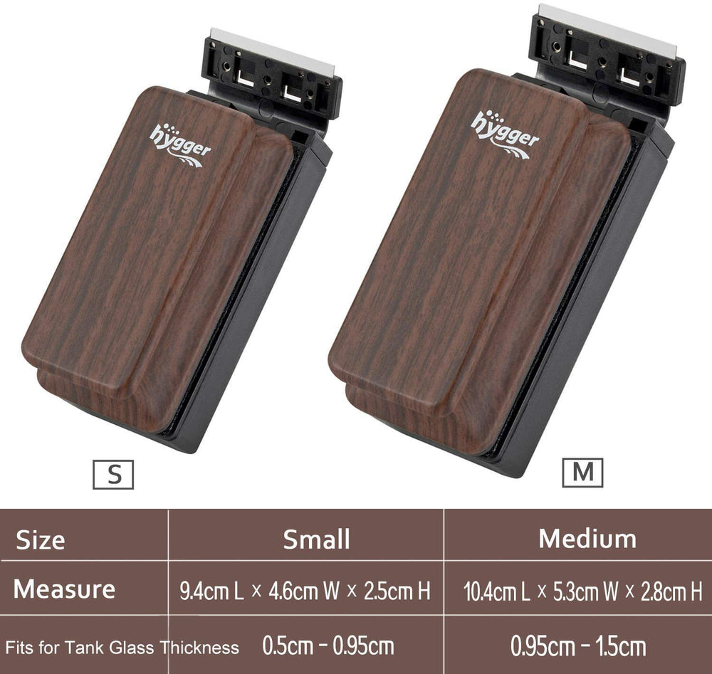 Hygger glass-thickness-guide helps select cleaner for 3/8 to 3/5 inch glass.
