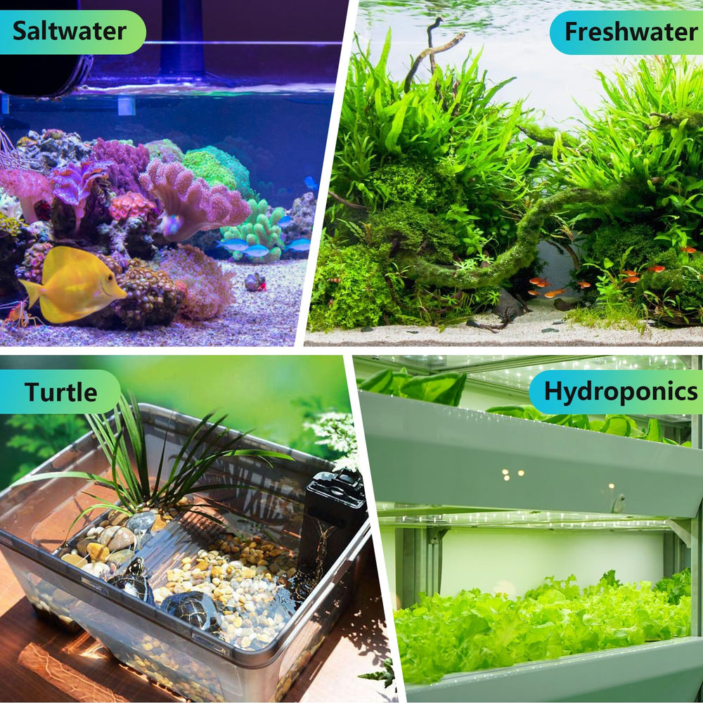 Hygger Aquarium Heater 20-55 gallon compatibility for fresh or saltwater tanks.
