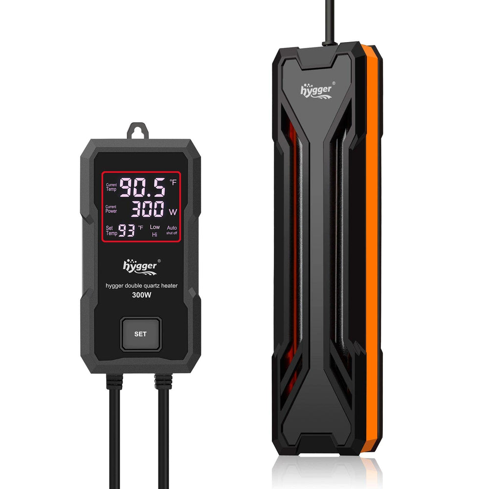 Hygger aquarium heater 300W with digital LED controller shows water temperature for precise adjustment